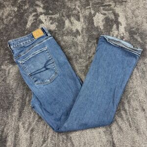 American Eagle Jeans High Rise Skinny Kick Blue 14 Short Cotton Blend Stretch